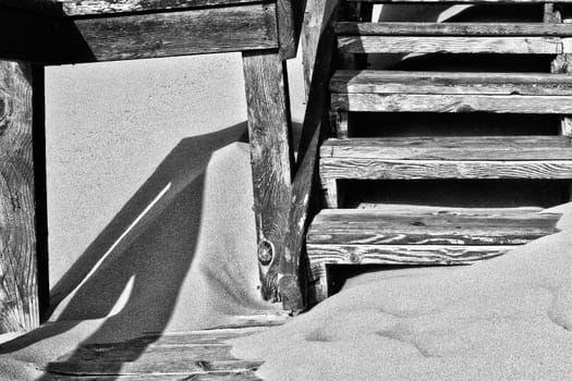 Abstract image showing detail of wooden beach stairs