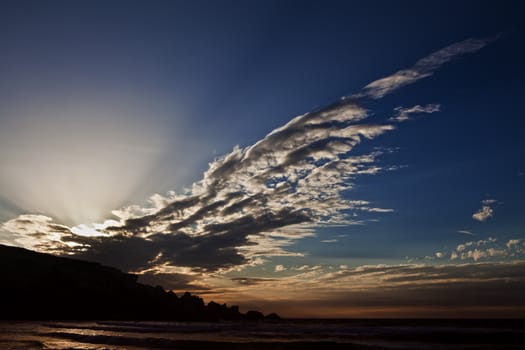 A beautiful high cloud pattern at dusk at Ghajn Tuffieha Bay