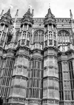 The Westminster Abbey church in London, UK - high dynamic range HDR - black and white