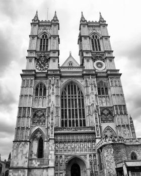 The Westminster Abbey church in London, UK - high dynamic range HDR - black and white