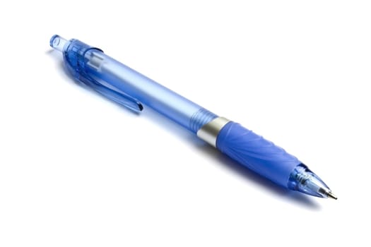 Blue pen isolated on the white background