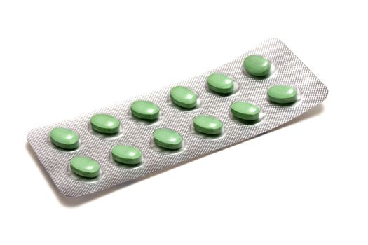 Set of green pills