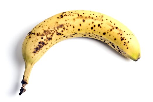 spoiled banana isolated on white background