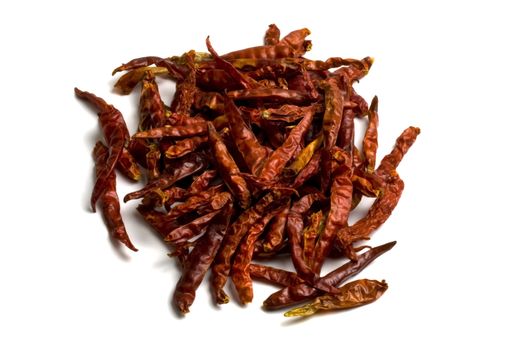 Dried red chilli isolated on white