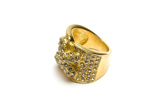Jewellery gold ring isolated on the white background 
