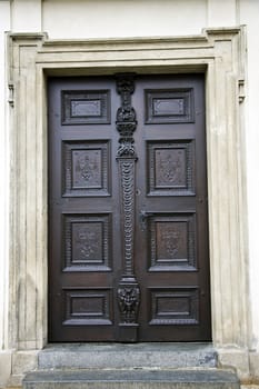 Old pattern door in Prague