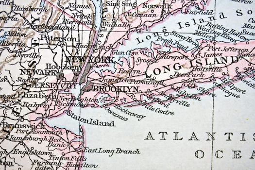 Ancient map of New York. Handmade in 1881