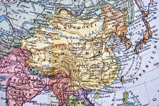 Ancient map of China. Handmade in 1828