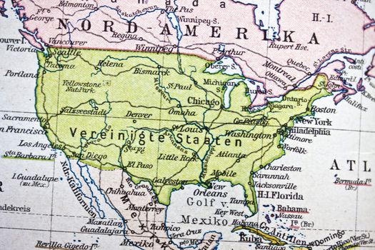 Ancient map of America. Handmade in 1881