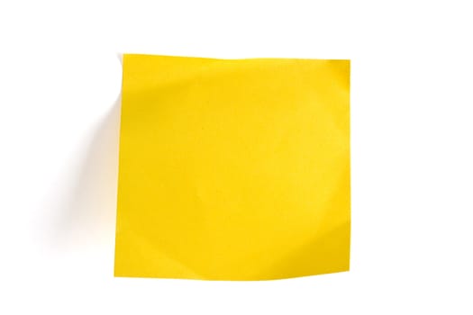 Blank yellow memo note isolated on white