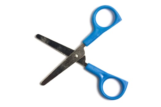 Blue scissors isolated on white background 
