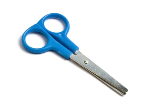 Blue scissors isolated on white background
