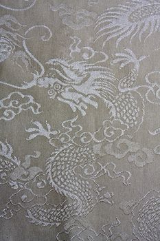 Texture of chinese dragon pattern fabric background
