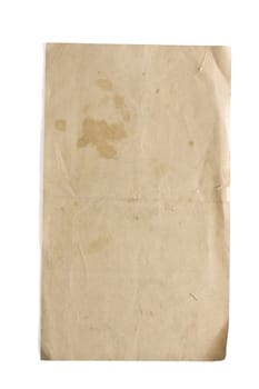A piece of vintage paper isolated on white background 
