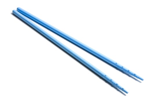 Blue chopsticks isolated on white background 
