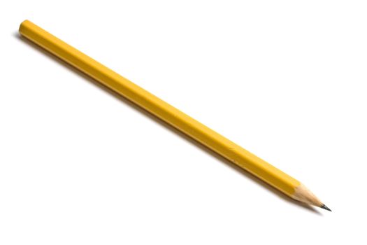Yellow pencil isolated on white background 