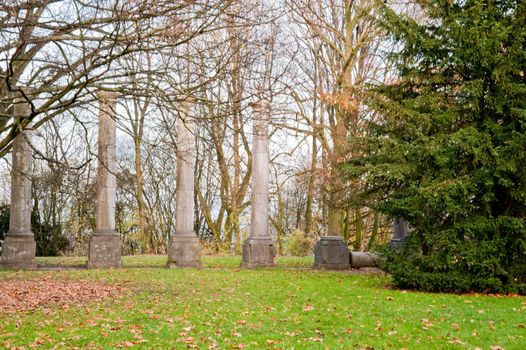 Park and columns in Aachen, Germany