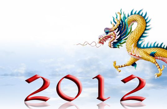 Dragon fly with 2012, New year greeting card background