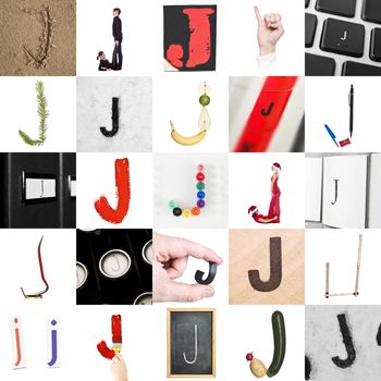Collage of images with letter J