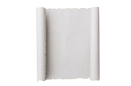 Antique paper scroll on white surface