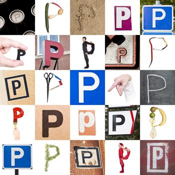 Collage of images with letter P