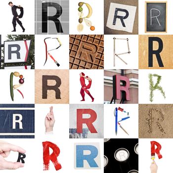Collage of images with letter R