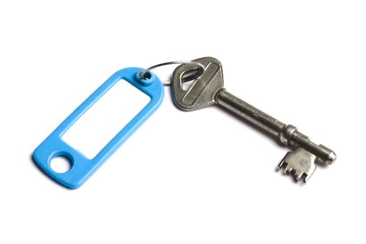 Blank tag and a key isolated on white backgrund
