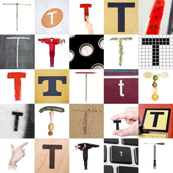 Collage of images with letter T