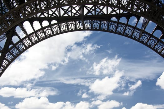 Blue sky and part of Eiffel Tower