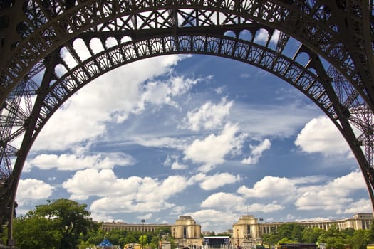 Blue sky and part of Eiffel Tower