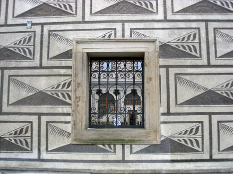 Texture of the wall with a window in Prauge 
