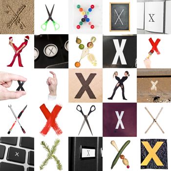 Collage of images with letter X