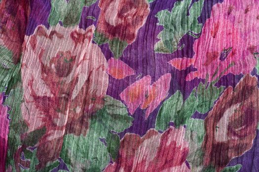 Texture of colorful floral fabric background