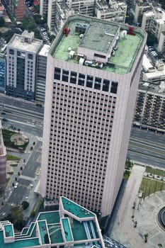 Aerial view a tall building from the top of 101 Tower