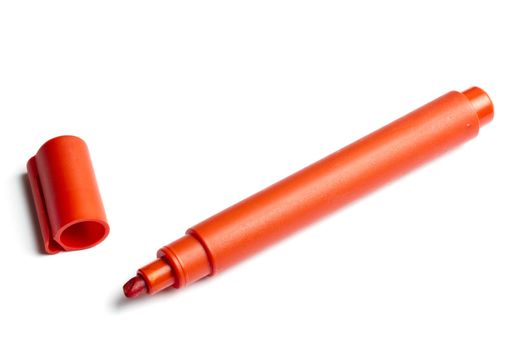 Red highlighter isolated on white background 