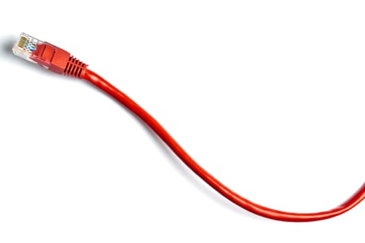Red network plug isolated on white background