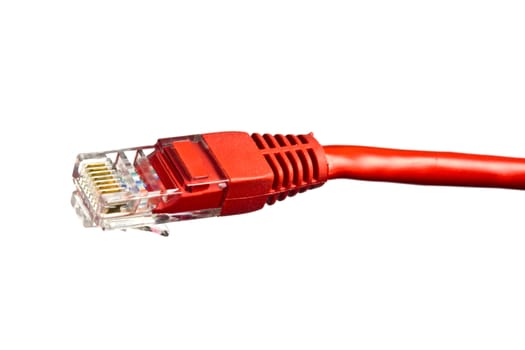 Red network plug isolated on white background