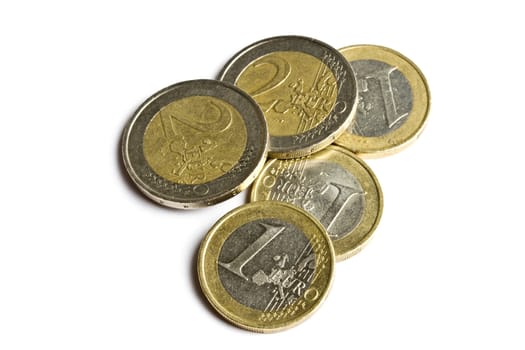 euro coins isolated on white background 