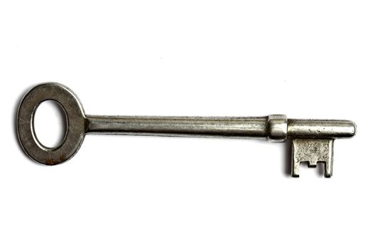 Old key isolated on white background