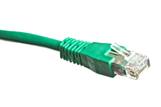 Green network plug isolated on white background