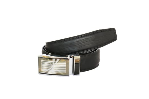 Men leather belt on white background isolated