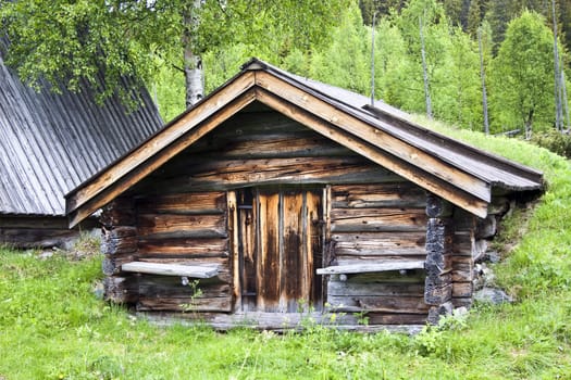 Old traditional wooden cabin in Sweden 