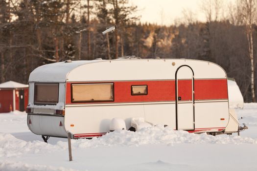 Mobile Home at wintertime