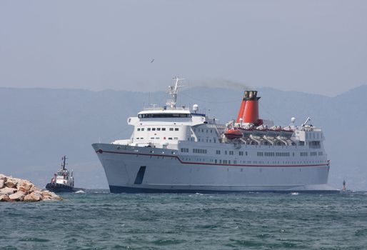 Passenger and car ferry at sea in the Canary Islands