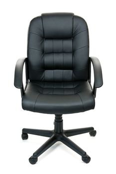 Black leather managers office swivel chair isolated on white background