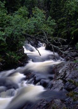 Flowing water of mountain stream 
