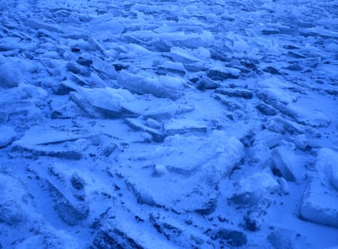 Beautiful blue floating ice in the lake