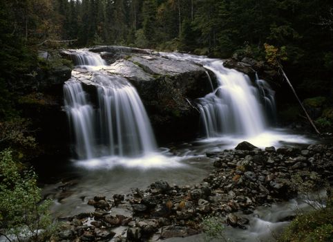 Beantiful small waterfall in mountain