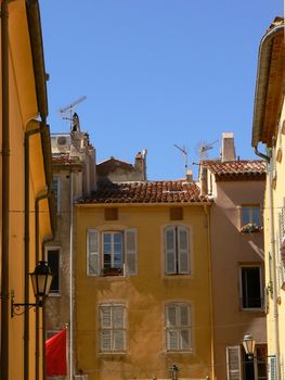 windows and houses and sky blue