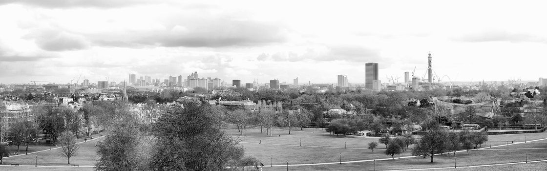 Primrose Hill park in London, England, UK - high dynamic range HDR - black and white